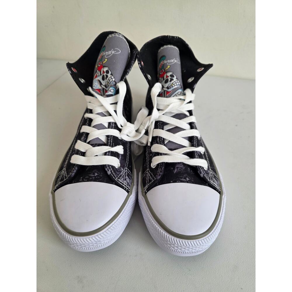 Ed Hardy Dagger Men's Black Canvas High-Top Sneakers Size 9.5 (M) 11.5 (W)